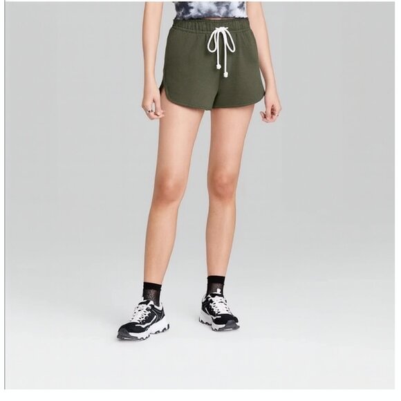 Women's High Rise Dolphin Shorts in Olive - Wild Fable - Picture 2 of 3